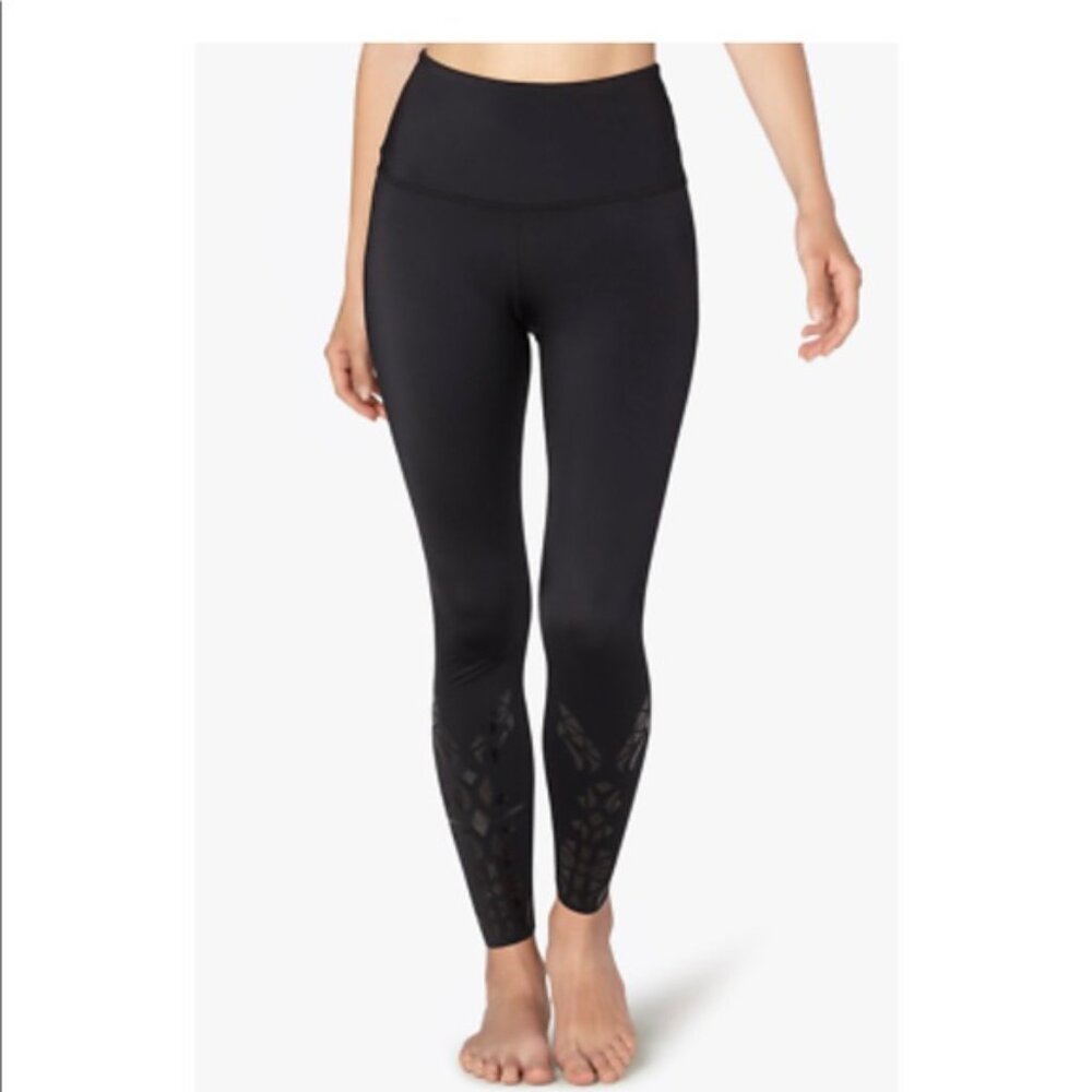 Beyond Yoga Leggings Black Calico High Waist 7/8 Workout Soft Active Small Foil